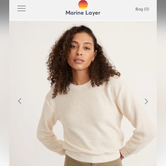 Marine Layer Tops - NWT Marine Layer Birdseye Sweatshirt in Cream size Large